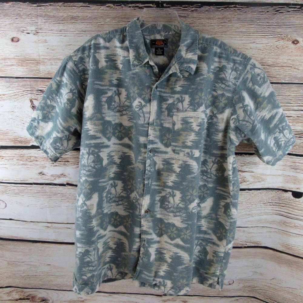Route 66 Hawaiian Shirt Mens XL Cabana Cigar Print Short Sleeve Button Up